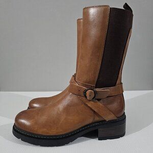 NEW Softwalk Neenah Mid Calf Boot Women 8 NARROW Brown Leather Riding Equestrian